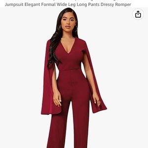 Red jumpsuit with capes